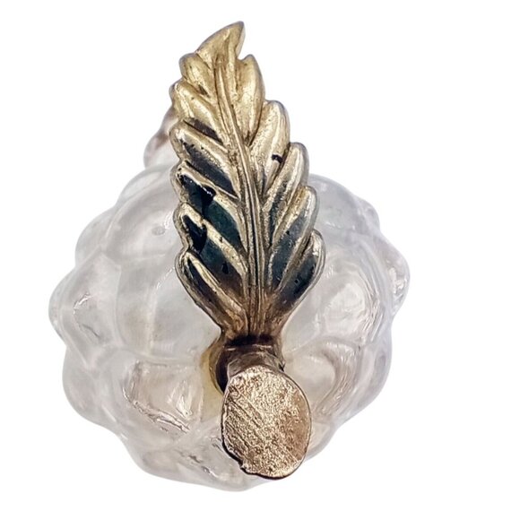 Paperweight Grapes Cluster Gold Leaf Clear Glass Vintage 4 Inch Kitchen Dining - Picture 13 of 14